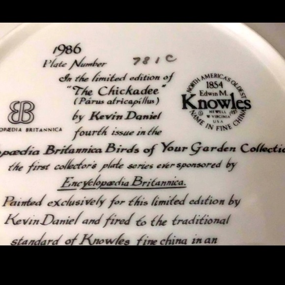 The Chickadee Collector Plate By Kevin Daniel 1986 # 781C - Picture 3 of 4